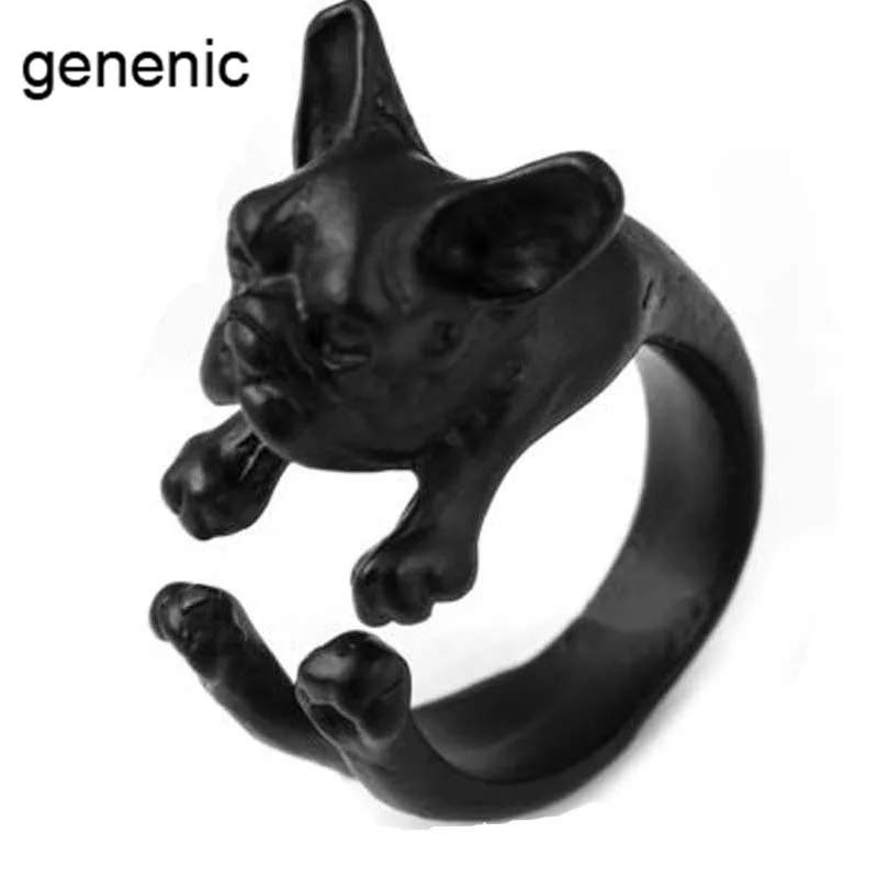 

Animal Vintage Retro Dog Wrap Around Ring Pug French Bulldog Daschund