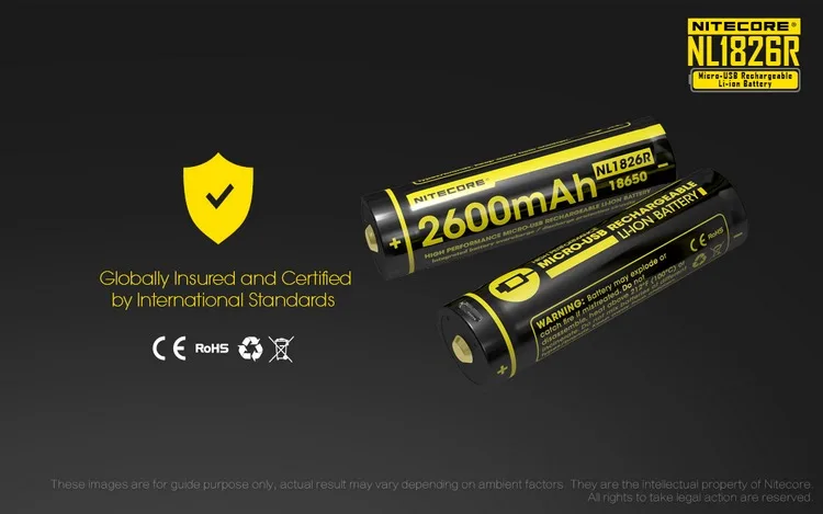 Nitecore NL1826R 2600 mAh 3,6 V микро-USB литий-ионная аккумуляторная батарея 18650