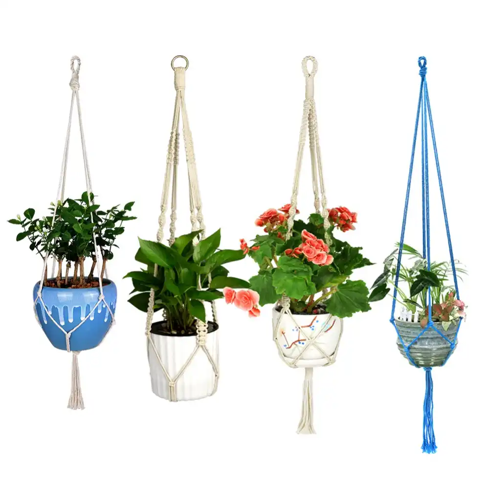 WITUSE Vintage Plant Hanger Flowerpot Holder Basket With Hoop Macrame