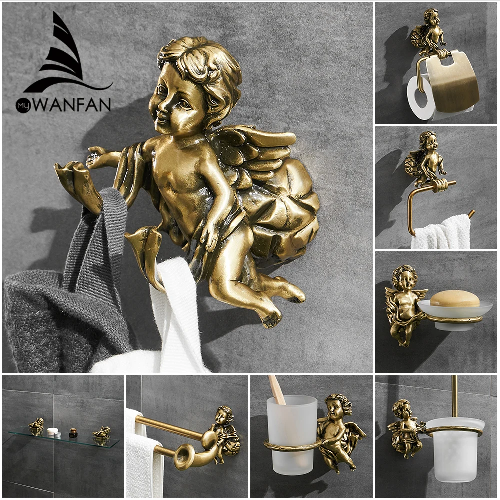 Antique Bronze Bathroom Hardware Accessories Set Towel Ring Robe Hook Toilet Paper Holder Towel Bar Toliet Brush Holder 0782