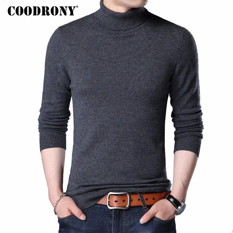Tanie COODRONY sweter z wełny merino mężczyźni Casual klasyczny golf Pull Homme 2018 zima miękkie ciepłe kaszmirowe swetry męskie swetry 310