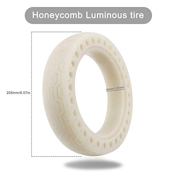 Clearance 2pcs Luminous Tire For Xiaomi M365 Electric Scooter Tubeless Honeycomb Rubber Solid Tyre 8.5 Inch Cool Fluorescent Solid Tire 5