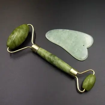 

Gua Sha Jade Facial Massage roller Chinese Medicine Natural Jade Board Scraping Tool 1 set 2U0418