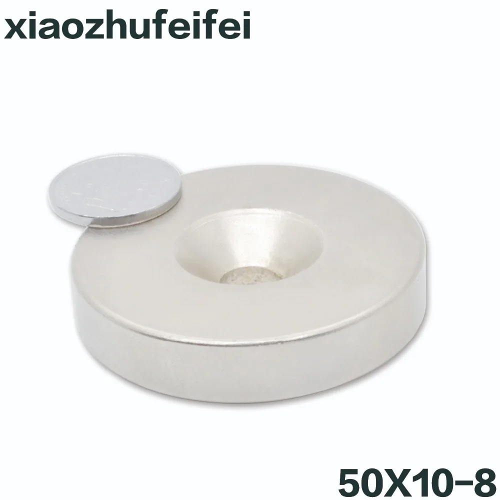 

2pcs 50x10 Strong Round Countersunk Ring Magnet 50mm x 10mm Hole 8mm N50 Rare Earth Neodymium Magnet free shipping 50*10-8