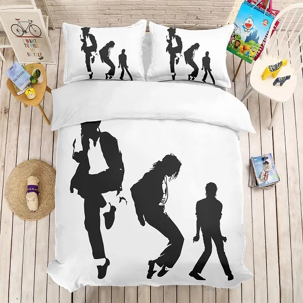 Белый комплект постельного белья с 3D принтом Майкла Джексона, модный Семейный комплект постельного белья из 3 предметов, Комплект постельного белья для мальчиков - Цвет: Jackson-Black