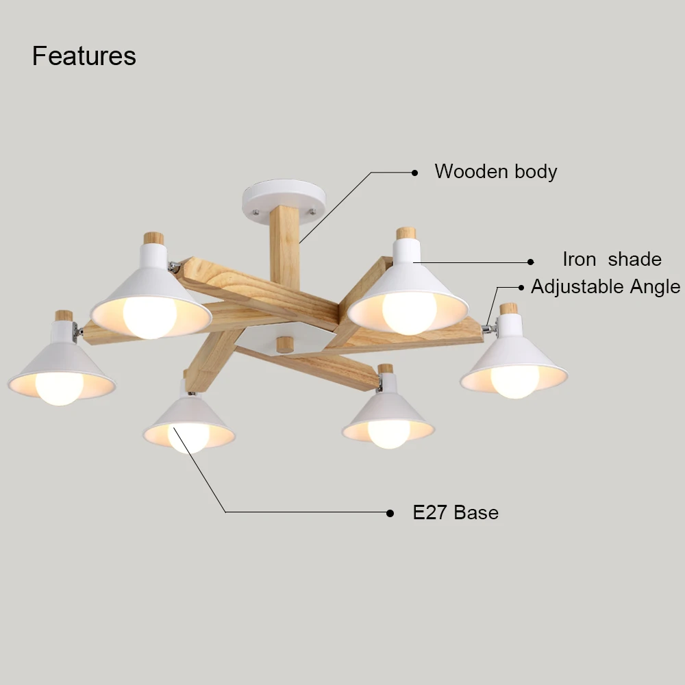 Скандинавский дизайн, современный светодиодный черно-белый деревянный люстры, освещение для дома, гостиной, спальни