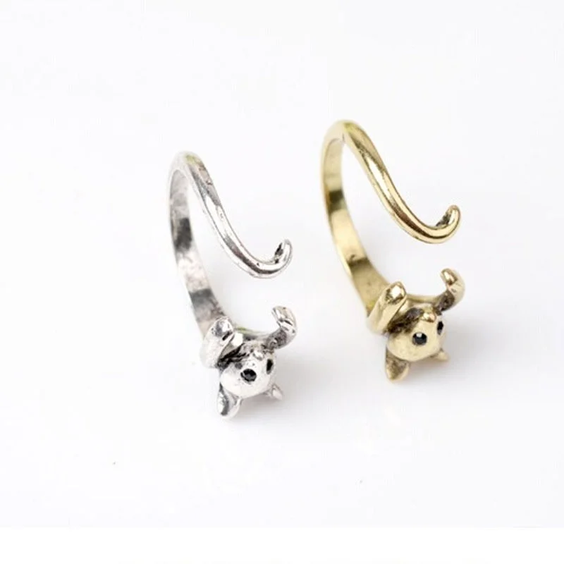 Кольцо в виде мыши с черным кристаллом для женщин и девушек|mouse ring|ring jewelryanimal ring |