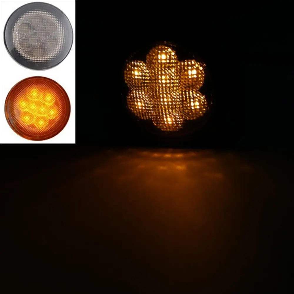 07 15 Wrangler Round Front Turn signal Lenses with Amber LED Located