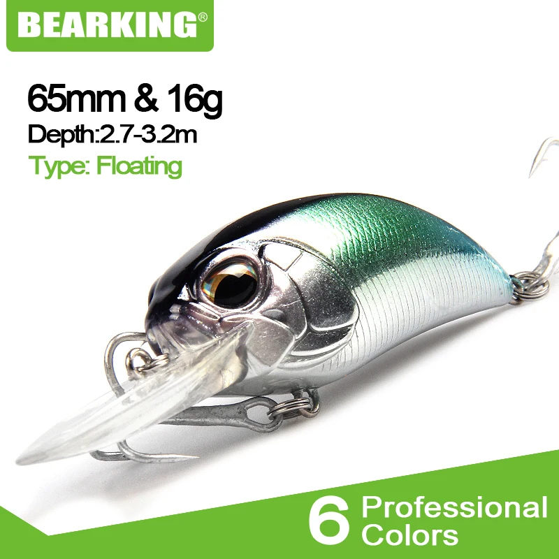 

Bearking professional Hot Model quality fishing lures,65mm/16g,dive 2.7-3.2m,each lot 5pcs different colors minnow crank bait