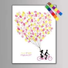 1 комплект индивидуальная Настройка креативного отпечатка пальца DIY живопись сладкие влюбленные езда на велосипеде для свадебного украшения Гостевая книга