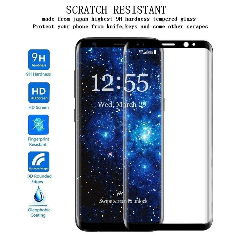 3D изогнутое полное покрытие закаленное стекло для samsung Galaxy S9 S8 Plus Защитное стекло для экрана Защитная пленка для S6 S7 Edge Note 8 9