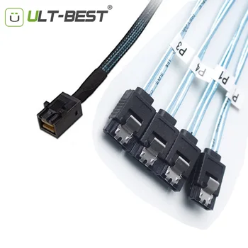 

ULT-BEST Internal Mini SAS SFF-8643 Host to 4 x SATA 7pin Hard Disk Fanout Data Server Raid Cable with Nylon Sleeved 1m
