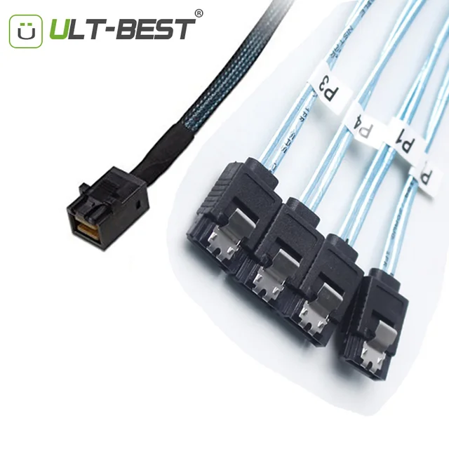 Best Price ULT-BEST Internal Mini SAS SFF-8643 Host to 4 x SATA 7pin Hard Disk Fanout Data Server Raid Cable with Nylon Sleeved 1m Best Price ULT-BEST Internal Mini SAS SFF-8643 Host to 4 x SATA 7pin Hard Disk Fanout Data Server Raid Cable with Nylon Sleeved 1m