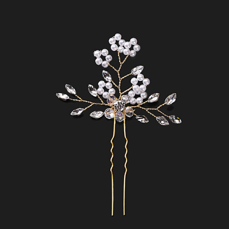 

Pearl Women Hair Combs Wedding Hair Accessories Hair Pin Rhinestone Tiara Bridal Clips Crystal Crown Bride Hair Jewelry