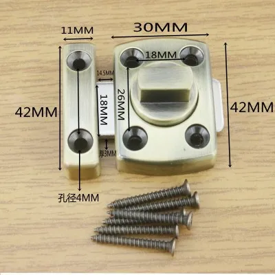 Универсальный цинковый сплав щеткой мебель болт безопасности раздвижные утолщенной Кабинета защелка дверной замок pin - Цвет: Green bronze