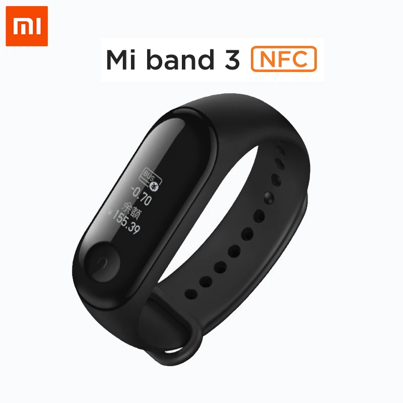 Xiaomi Mi Band 3 NFC Версия смарт-Браслет фитнес-трекер 0,7" большой сенсорный экран для сердечного ритма монитор смарт-браслет