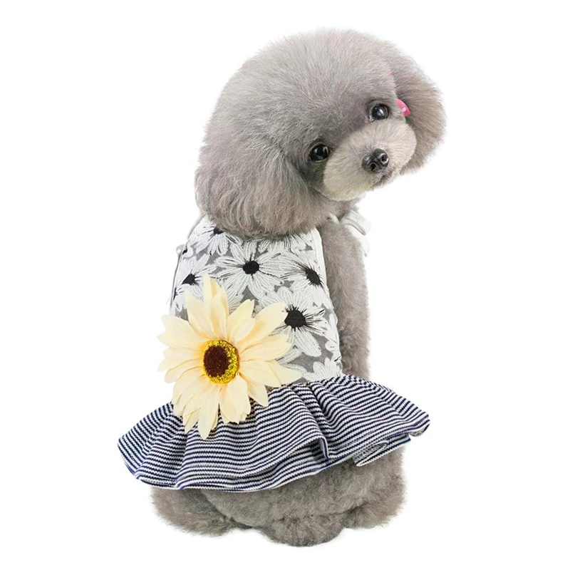 Summer Sunflower Blossom Pet Dress For Dog Cat Princess Tutu Dress Skirt Pet Costumes Apparel