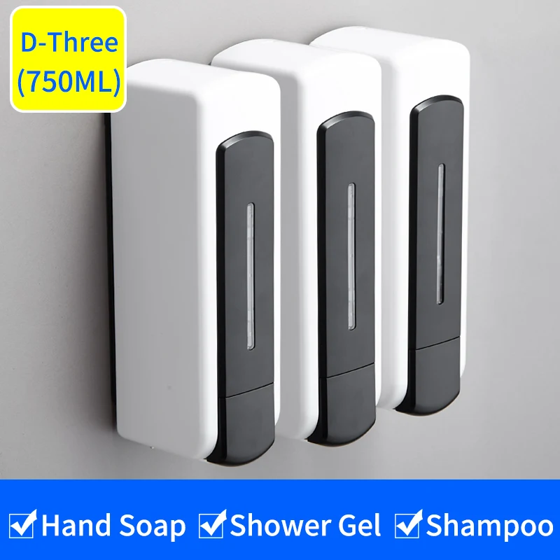 Liquid Soap Dispenser Wall Mounted 500ml Shower Gel Shampoo Dispenser Detergent Triple Hand Hotel Mall Kitchen Hand Soap Bottle - Цвет: D-Three