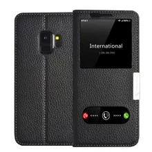 

Case for Samsung Galaxy S9 Plus Fashion Genuine Leather Flip View Window Cover For Samsung S9 Plus 6.2'' Phone cases