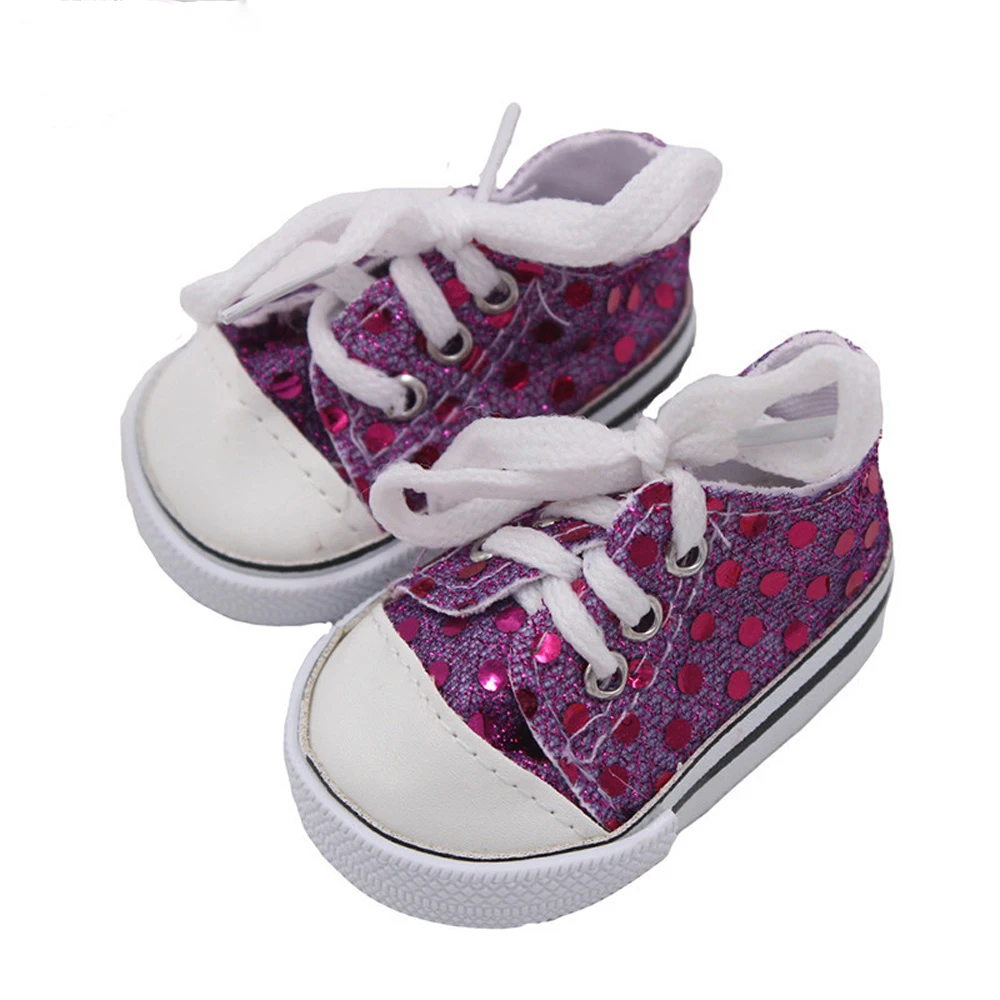 Hot Sale 18 inch Doll Shoes Canvas Lace Up Sneakers Shoes For 18 inch Our Generation American Dolls Accessories (5)