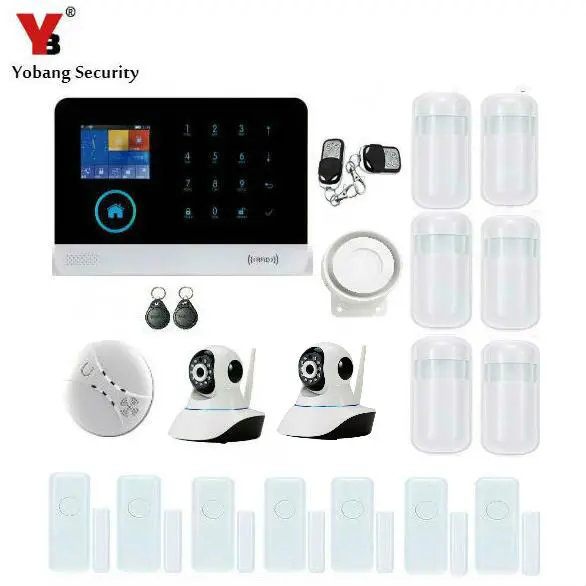 

YobangSecurity IOS Android APP GSM WIFI GPRS RFID Touch Pad Home Alarm Security System Video IP Camera Smoke Fire Detector