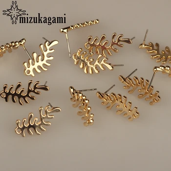 

2018 New 10*22MM 6pcs/lot Zinc Alloy Gold Coral Branch Shape Base Earrings Connector For DIY Fashion Stud Earrings Accessories