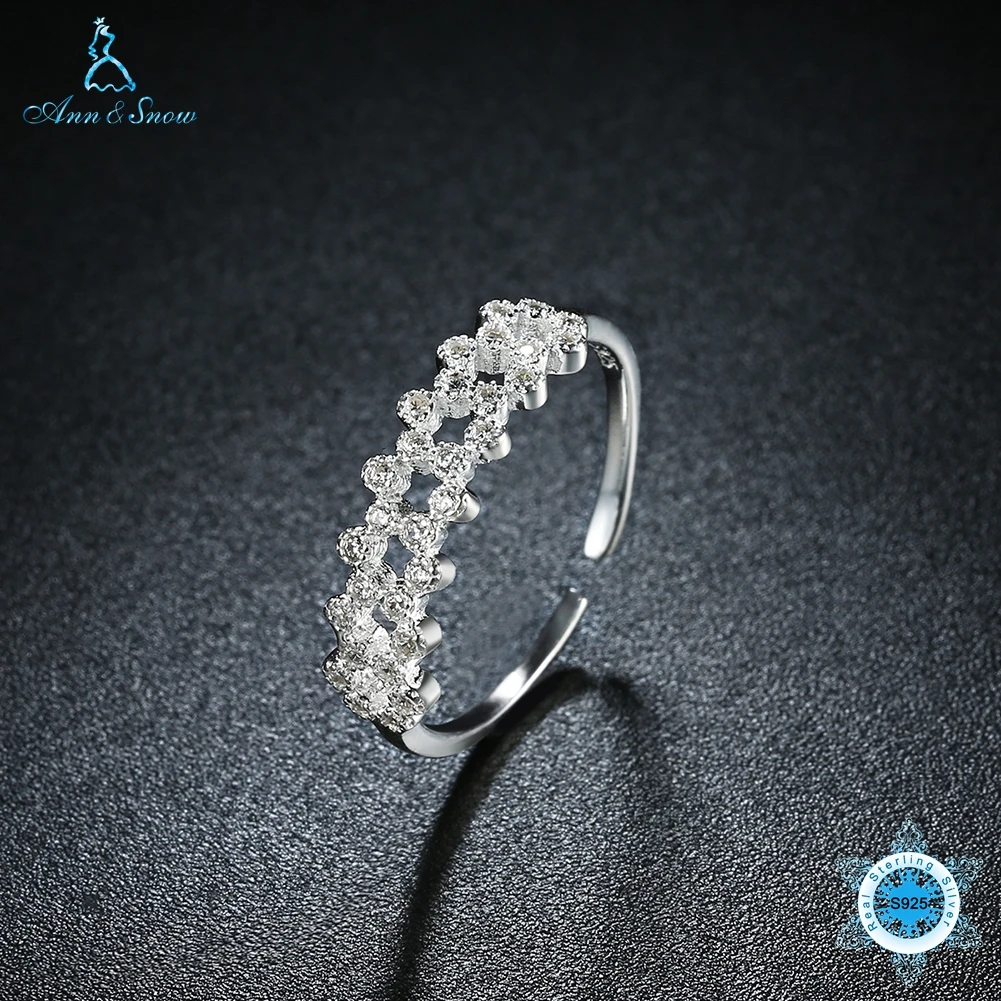 

Ann&Snow Vintage Style Flower Vine Design Finger Rings Zircon for Women Real Pure 925 Sterling Silver Retro Ring Party Jewelry
