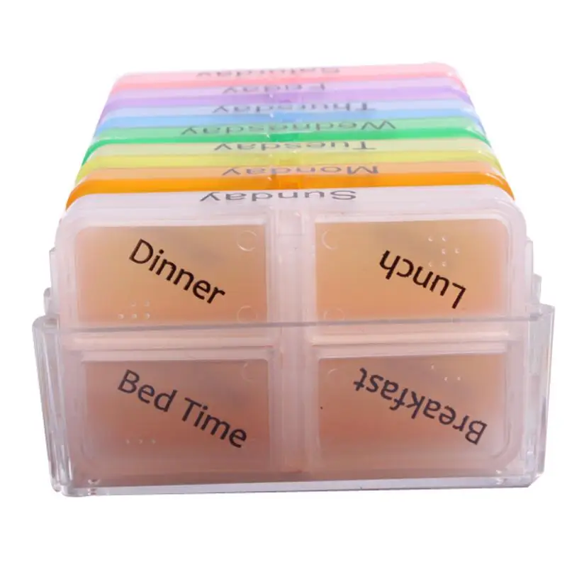 7 дней красочный дизайн для лекарств на неделю диета хранение Таблеток Контейнер Чехол Органайзер таблетки Organizeer таблетки сортировочная коробка