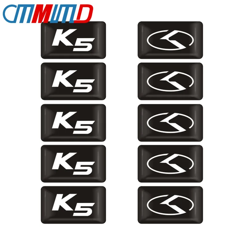 

10pcs Car Styling 3D Epoxy K5 Logo Decal Emblem Car Sticker FOR KIA K2 K3 K5 k9 Sorento Sportage R Rio Soul Auto Accessories