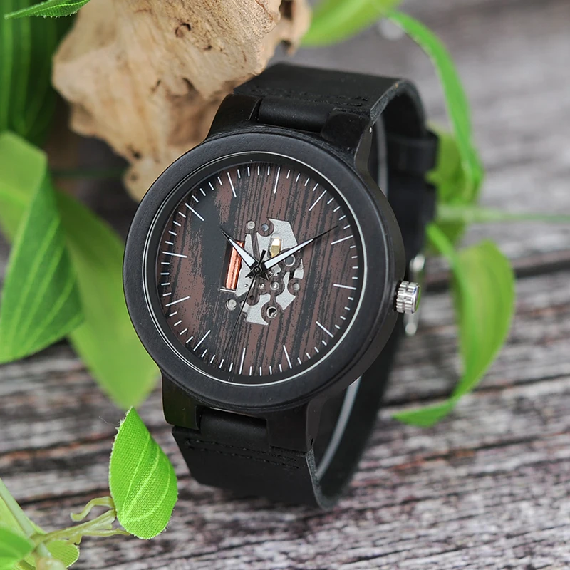Relogio masculino Watch Men BOBO BIRD Unique Wood Quartz Wrstwatches Male Top Brand Design Elegant with Leather Bands