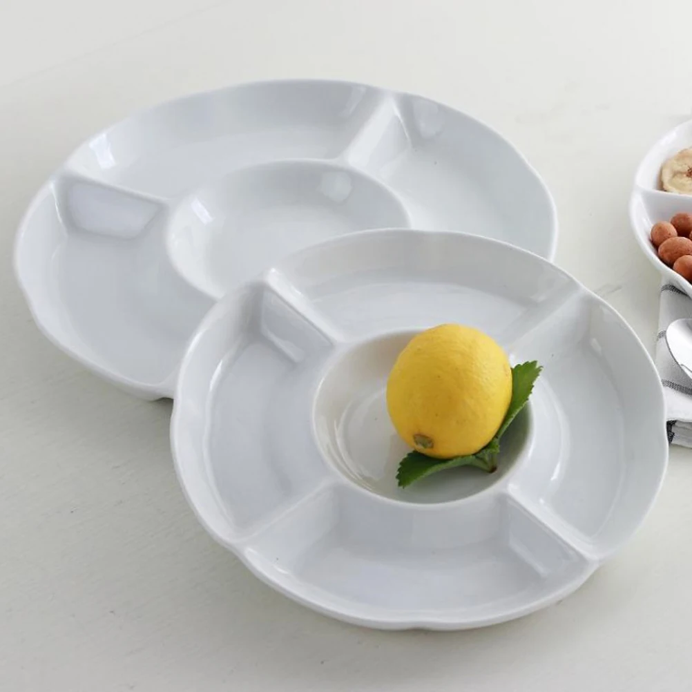 1 шт. Еда лоток имитационный Керамика круглый 5-вагонные Сухофрукты тарелка для закусок блюдо для сервировки для орехов