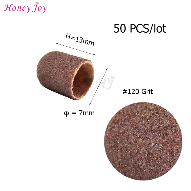  50pcs/lot Professional Size 7x13mm #80/#120/#180 Grit Sanding Cap Nail Art Beauty Tools Access for 