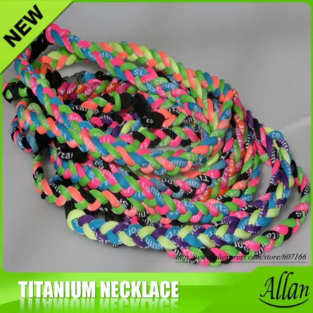 100pcs New Baseball Sports Titanium 3 Rope Braided Tornado Sport GT Necklace