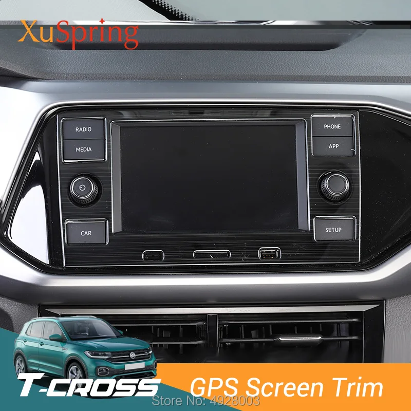 

Car GPS Screen Panel Frame Cover Stickers Garnish Decorative Trim Styling for Volkswagen VW T-cross Tcross 2019 2020
