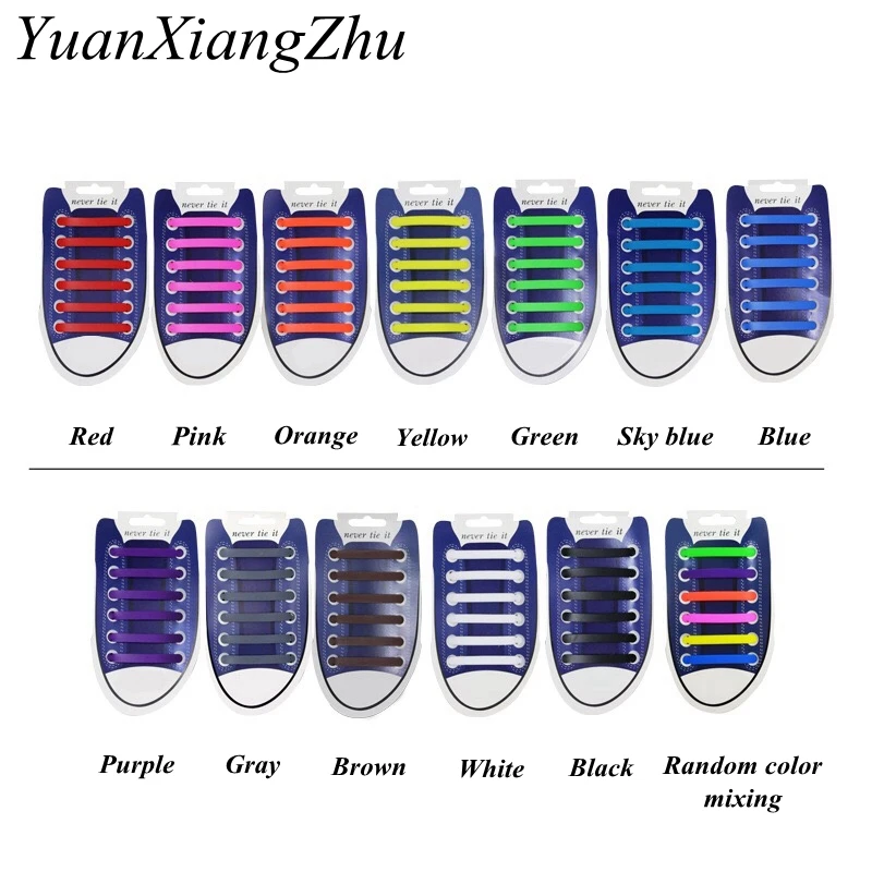 12Pcs/Set Elastic Silicone Shoelaces Athletic Running No Tie Shoelace Sneakers Fit Strap Shoes lace For Men Women shoelaces