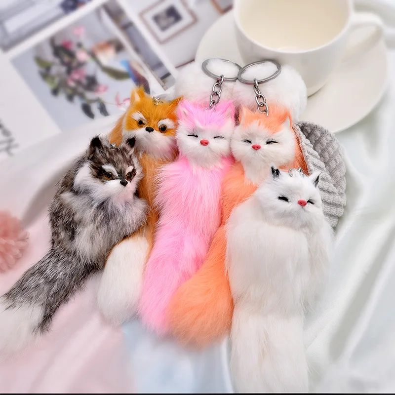 

New 22x 5 cm Cute Plush fox Soft Toys Animal 5Colors key chain ring Pendant Plush Toys Wedding Toys Baby Kids Children Birthday