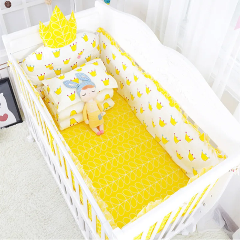 US $113.40 7pcsSet Comfortable Baby Cot Protector Bumpers Kit Newborn Crib Bedding Set 100 Cotton Baby Bedding Set Include Sheet Quilt