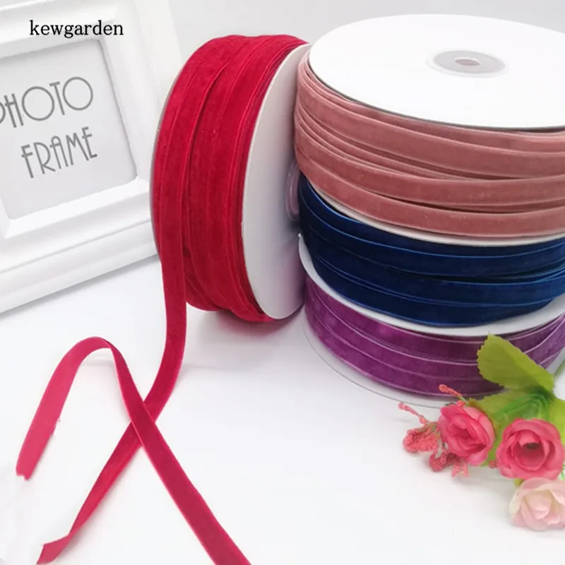 Kewgarden Wholesale Flocking Ribbons 3/8&quot 10mm 1cm DIY Bowknot Accessories Satin Ribbon Handmade Tape Packing Riband 50 Yards | Дом и сад