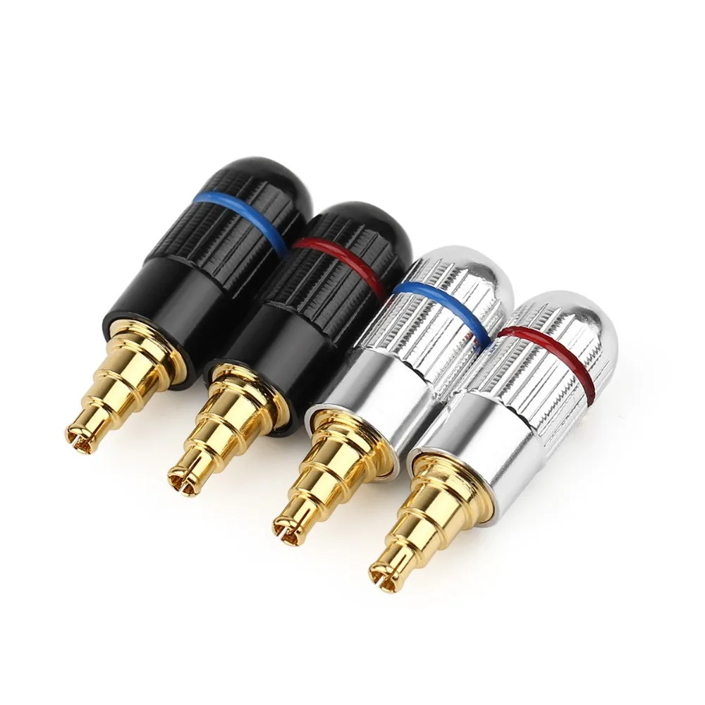 1Pair HiFi Headphone Plug Aluminum Alloy Solder Cable For IE40 Pro Earphone DIY PinWire Connector Audio Jack Black Silver