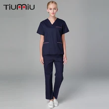 Унисекс униформа для доктора больничный медицинский скраб одежда для женщин аптеки наборы темно-синий хирургический костюм медицинская форма салон красоты
