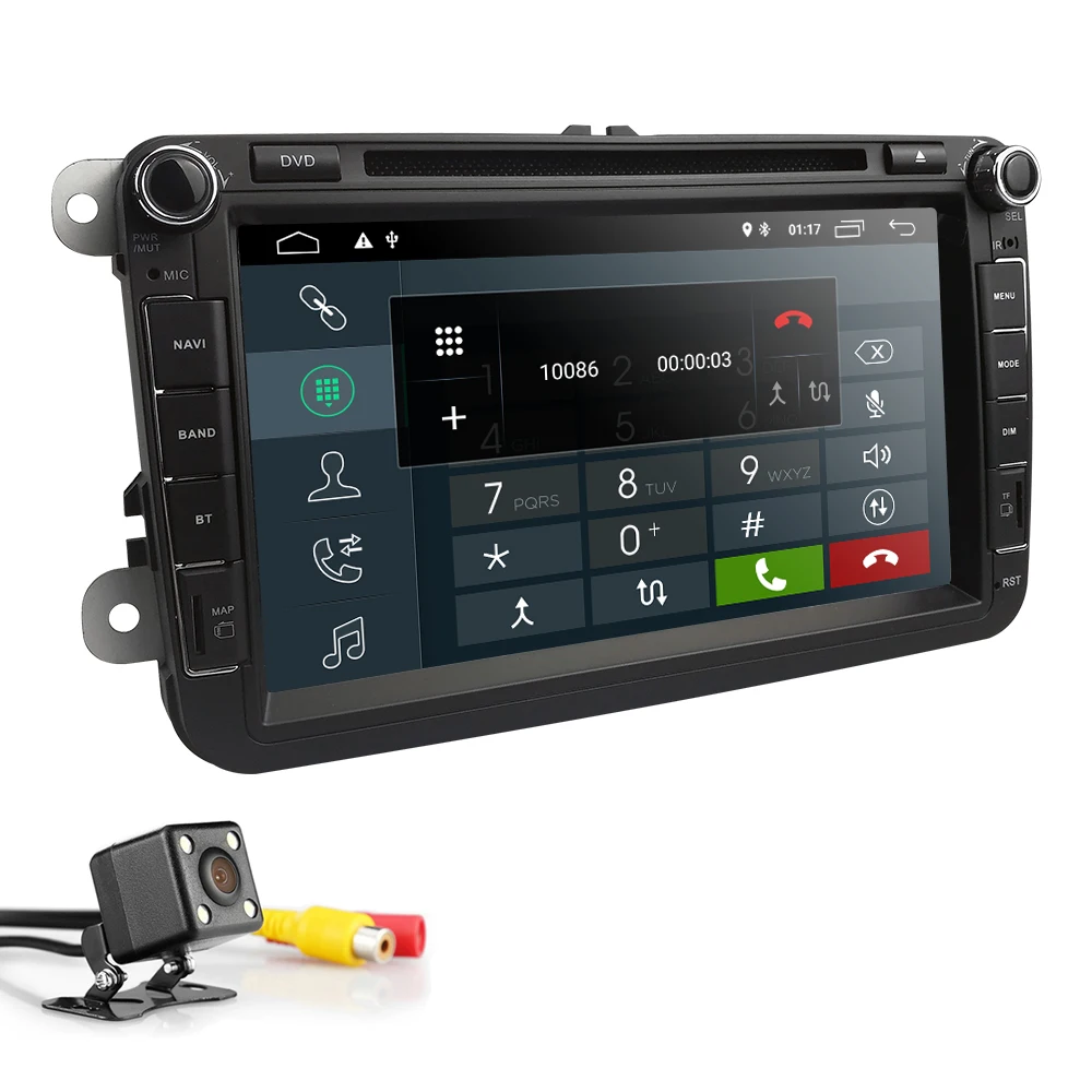 Cheap 8Inch Android 9.0 2 Din IPS Car DVD player For  V W/Golf/Tiguan/Skoda/Fabia/Rapid/Seat/Leon/Skoda Remote control Free camera IGO 2
