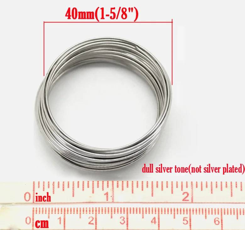 DoreenBeads الصلب الذاكرة سلك الديكور أساور مكونات جولة الفضة لهجة 4 سنتيمتر-4.5 سنتيمتر ضياء ، 40 الحلقات جديد