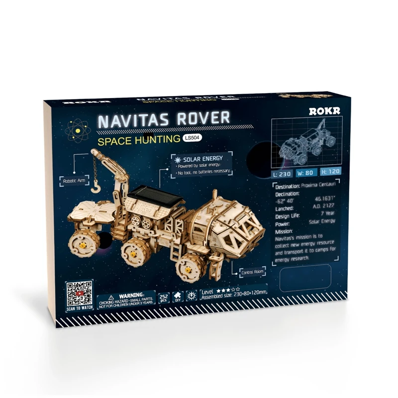 Robotime 3D DIY Discovery Rover солнечная энергия космическая охота деревянная модель