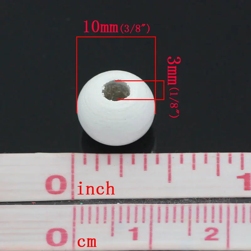 Деревянные бусины Круглые Белые около 10 мм(3/") Диаметр, Отверстие: Около 3 мм, 70 шт. Новинка