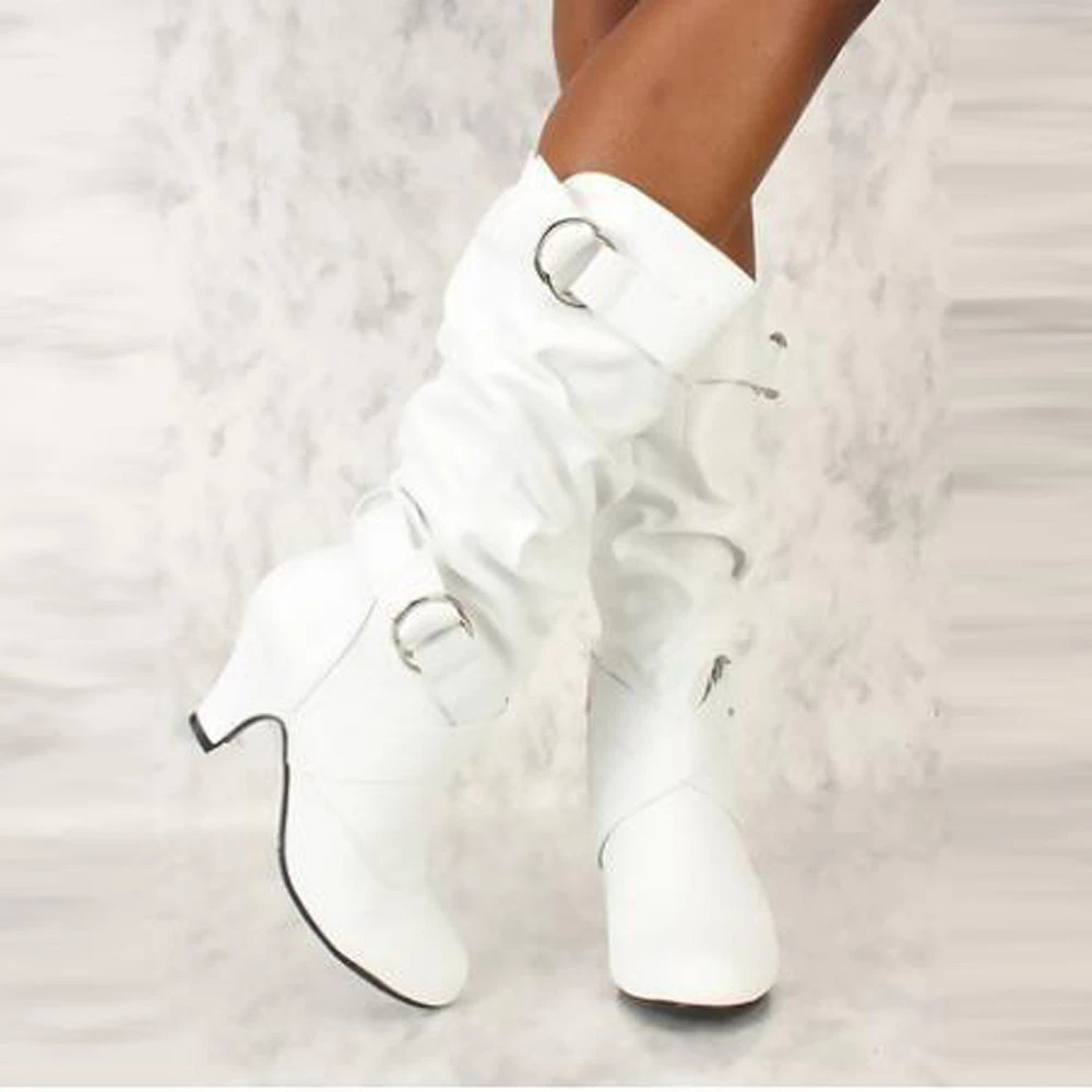 chunky mid heel boots