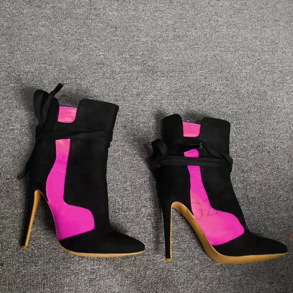 LAIGZEM/ г. ботинки на шпильке ботильоны на высоком каблуке с острым носком зимняя обувь женская обувь Botines Mujer, большие размеры 34-47