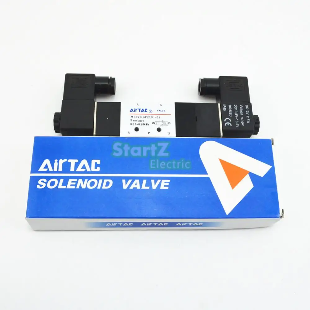 AIRTAC 4V230-08C 5 Way 3 позиции 1/" Пневматический электромагнитный клапан DC12V DC24V AC110V AC220V