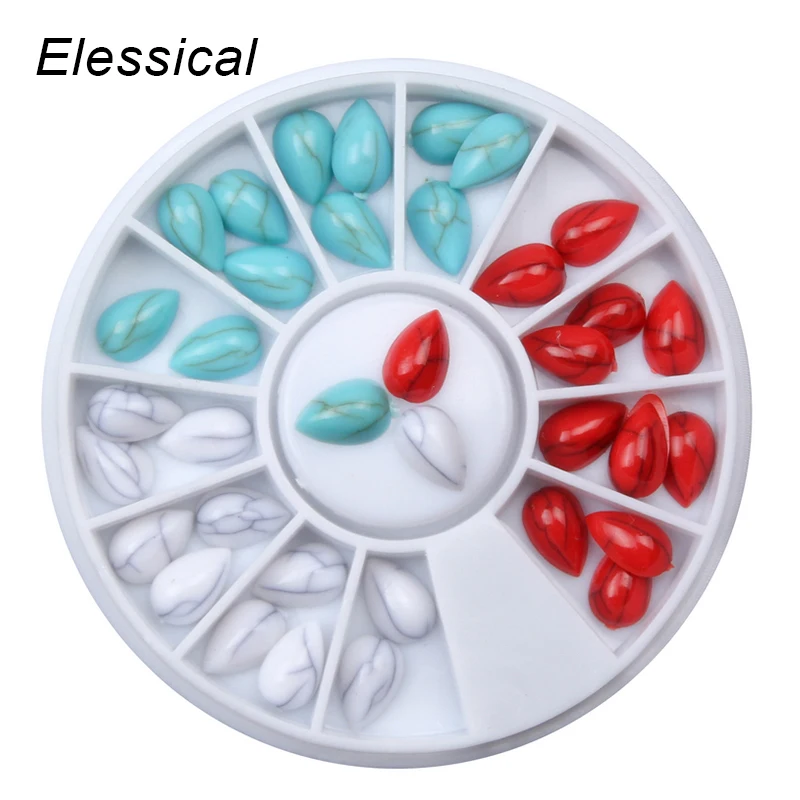 

ELESSICAL 3 Colors Water Drop Shape Turquoise Stones Nail Rhinestones Nail Art Decorations Accessories Studs For Manicure WY1143