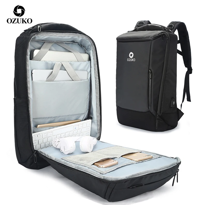 Большой Вместительный деловой мужской рюкзак для путешествий с usb зарядкой, водонепроницаемая мужская сумка для ноутбука 17,3 дюймов, модный багажный рюкзак для мужчин