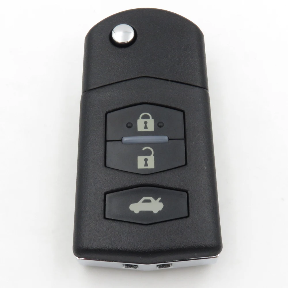 

Flip Remote Car Key Replacement Black FOB Shell Case Fob 3 buttons For Mazda 3 5 6 NO Logo